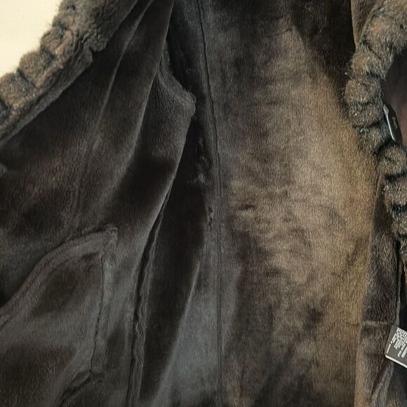 Jones New York Women’s Brown Soft Suede Leather Faux Fur Winter Coat Jacket S - Picture 8 of 16